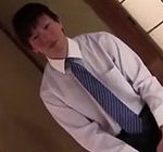 【ゲイ動画】スーツ姿の可愛い系の男の子がオナホを使ってオナニー！